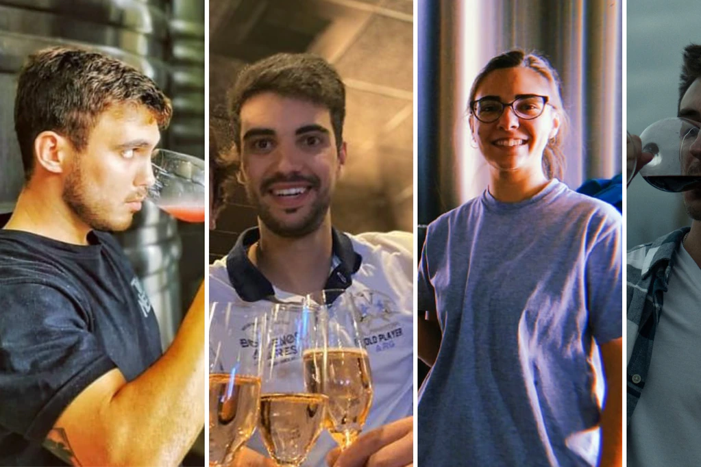 Ignacio Morandini, Leandro Río, Antonella Giuliani y Charly Motta, todos enólogos Sub30 que tienen sus vinos. - Gentileza